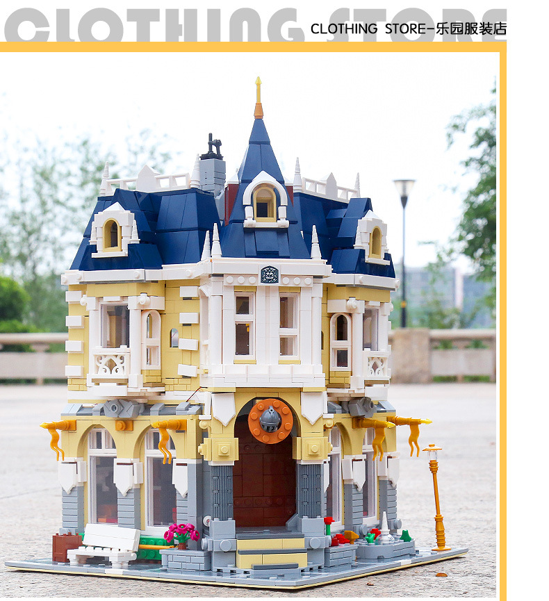 MOLD KING 11005 Street View Series Magasin de vêtements Fantasyland avec ensemble de jouets de blocs de construction LED