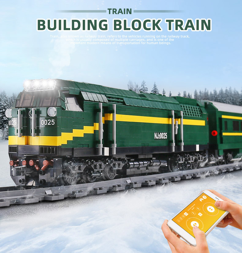 MOULD KING 12001 NJ2 Diesel Locomotives Remote Control Building Blocks Toy Set