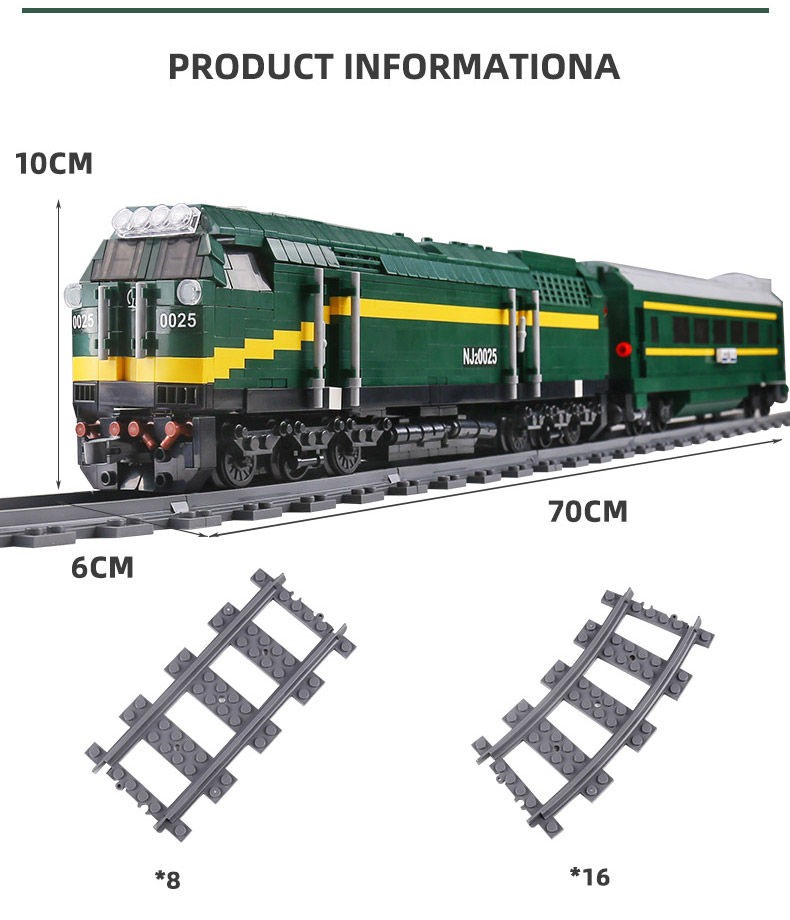 MOLD KING 12001 NJ2 디젤 기관차 원격 제어 빌딩 블록 장난감 세트