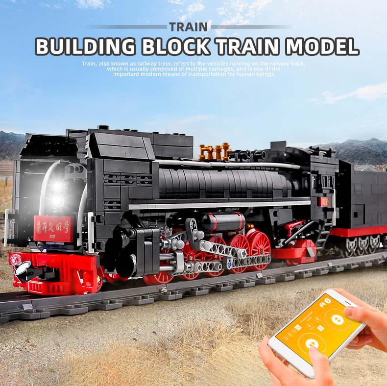 MOULD KING 12003 QJ Steam Locomotives Remote Control Building Blocks Toy Set