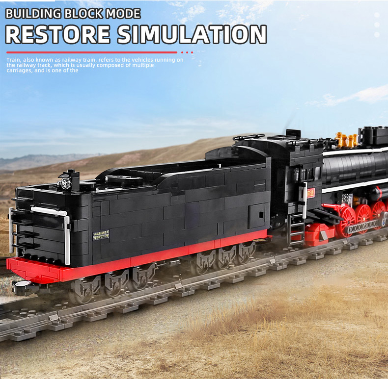 MOULD KING 12003 QJ Steam Locomotives Remote Control Building Blocks Toy Set