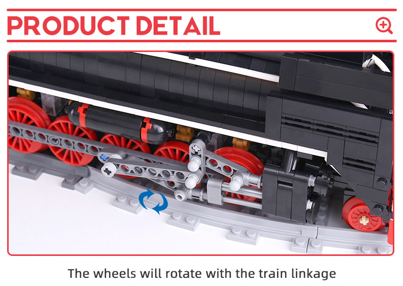 MOULD KING 12003 QJ Steam Locomotives Remote Control Building Blocks Toy Set