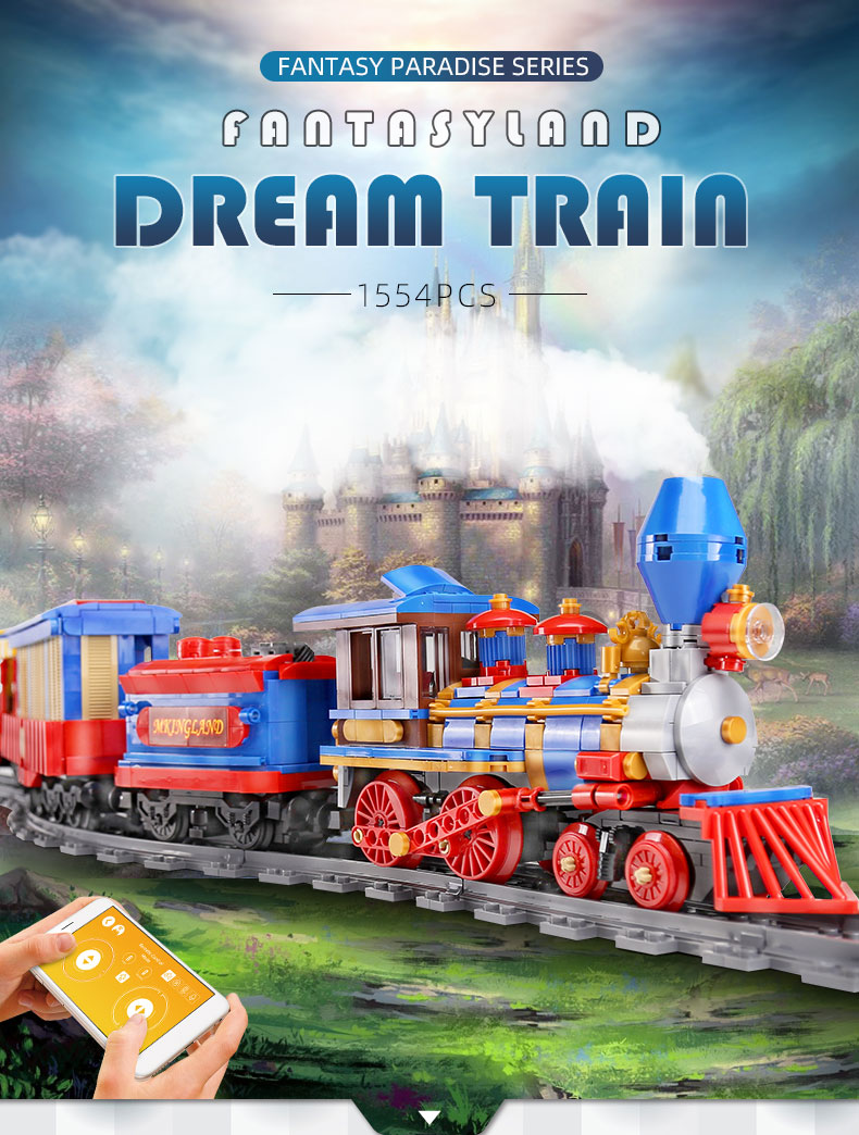 MOULD KING 12004 MKingLand Dream Train Remote Control Building Blocks Toy Set