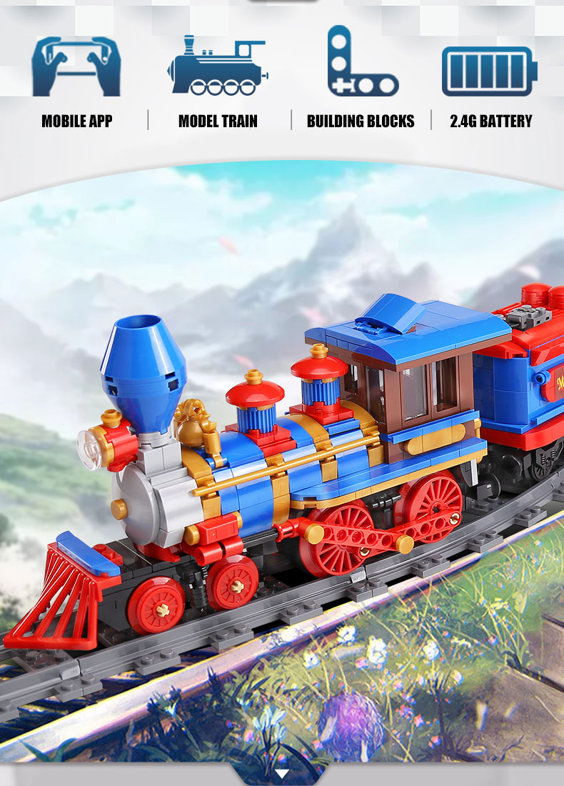 MOULD KING 12004 MKingLand Dream Train Remote Control Building Blocks Toy Set