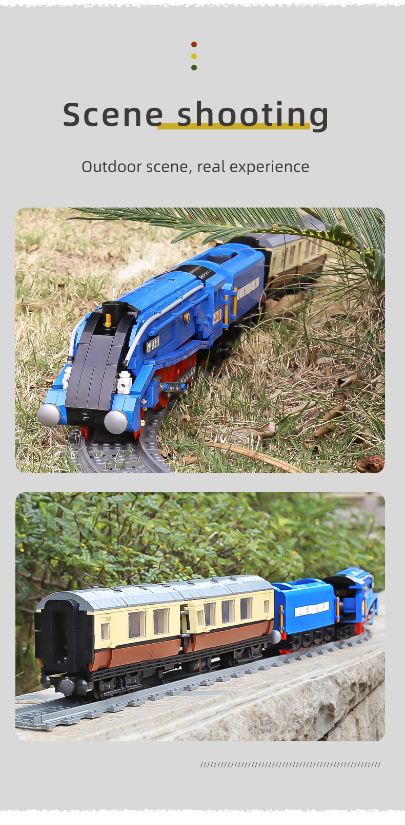 MOLD KING 12006 Eisenbahnserie Wildente Dampfeisenbahnbau-Spielzeug-Set