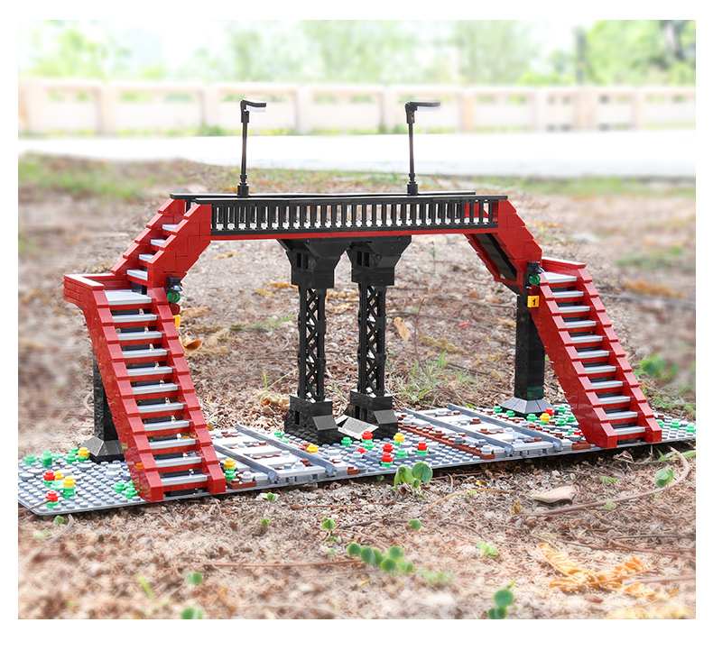MOLD KING 12008 Train Parts le Railroad Crossing Model Building Blocks Toy Set