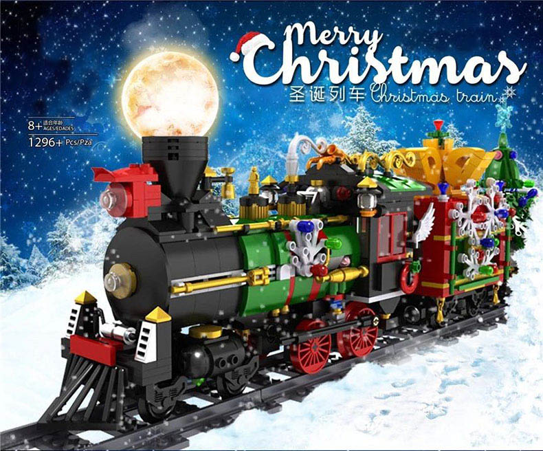 MOLD KING 12012 クリスマスシリーズ 蒸気機関車 ビルディングブロックおもちゃセット