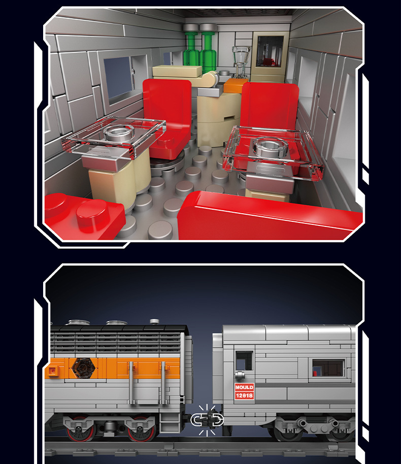 Mould King 12018 EE. UU. EMD F7 WP locomotora diésel juego de bloques de construcción de juguete