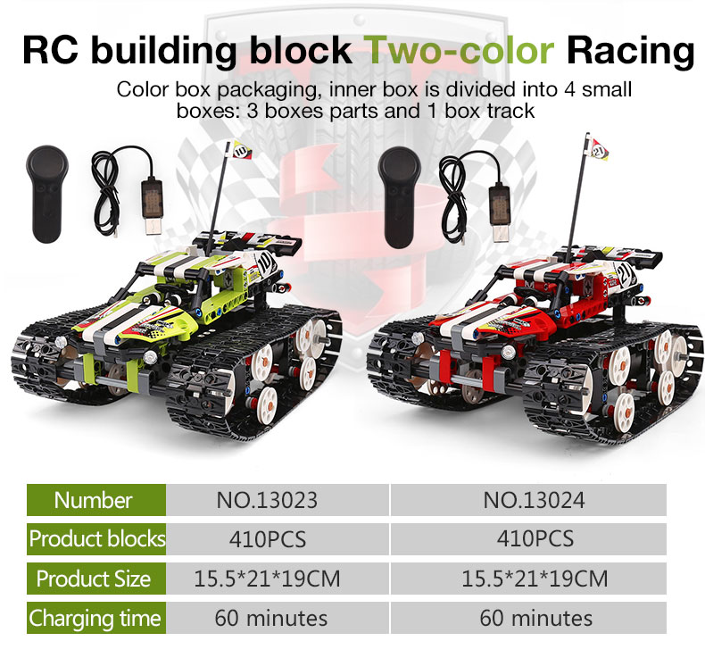 MOLD KING 13023 Juego de juguetes de bloques de construcción de coches sobre orugas