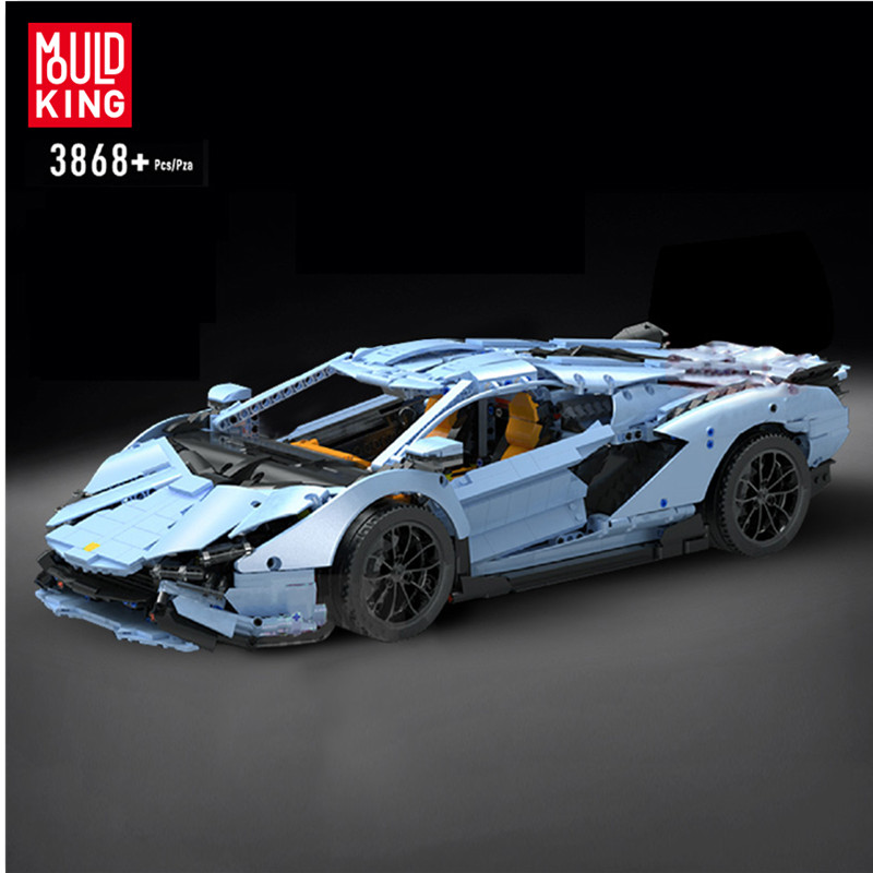 MOULD KING 13056 Lamborghini Sian FKP 37 Blue Building Blocks Toy Set