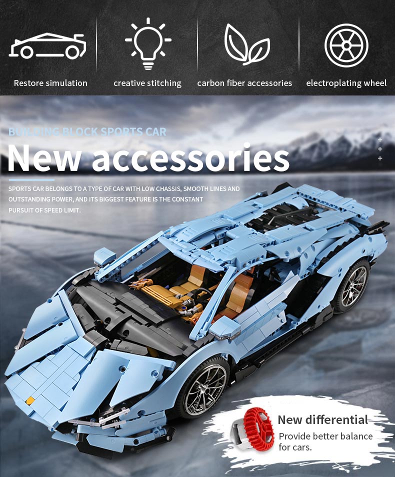 FORMKÖNIG 13056 Lamborghini Sian FKP 37 Blaue Bausteine Spielzeugset