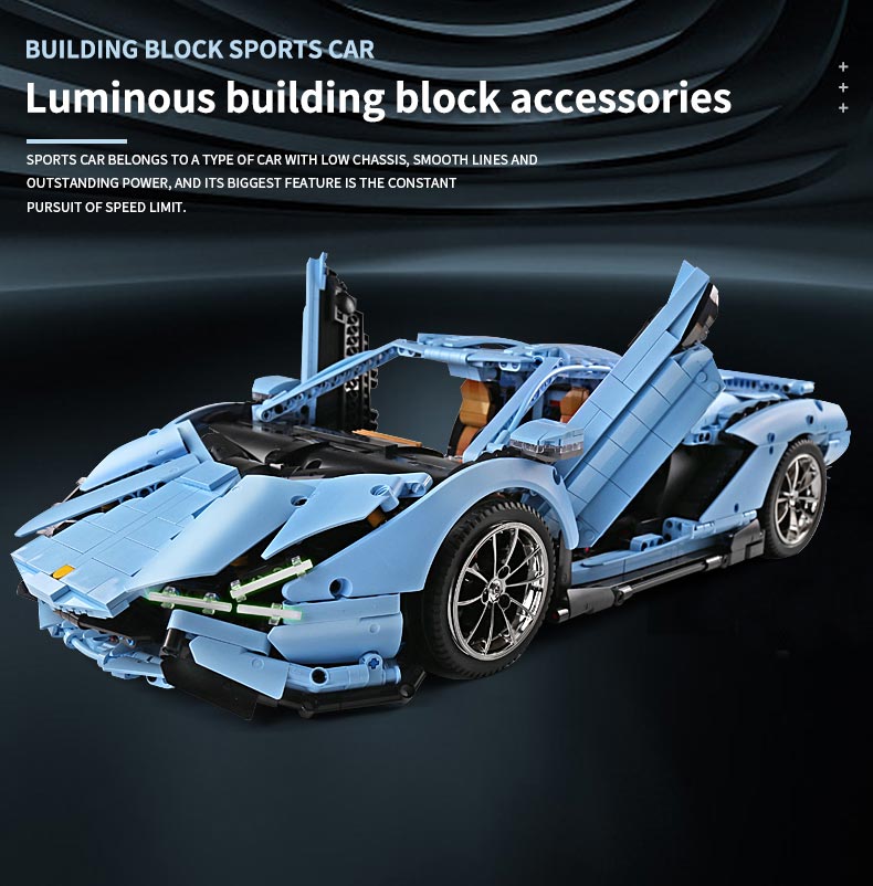 MOULD KING 13056 Lamborghini Sian FKP 37 Blue Building Blocks Toy Set