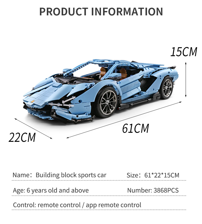 FORMKÖNIG 13056 Lamborghini Sian FKP 37 Blaue Bausteine Spielzeugset