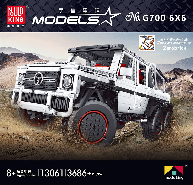 MOLD KING 13061 Juego de juguetes de bloques de construcción de coches de control remoto todoterreno