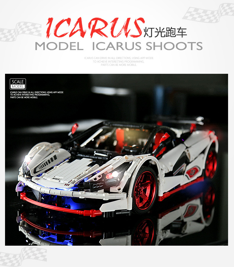 MOULD KING 13067 Icarus Super Sports Car Building Blocks Toy Set