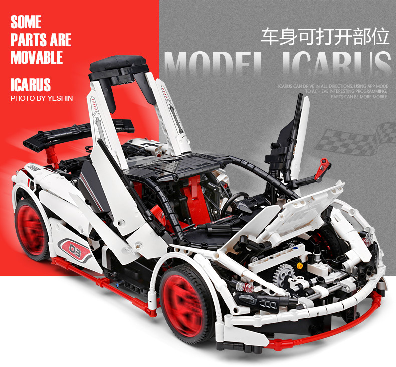 MOULD KING 13067 Icarus Super Sports Car Building Blocks Toy Set