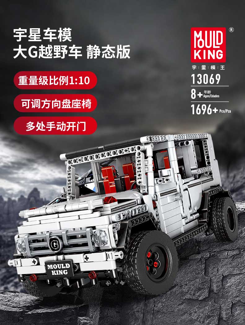 MOULD KING 13069 Mercedes-Benz G65 Juego de juguetes de bloques de construcción blancos