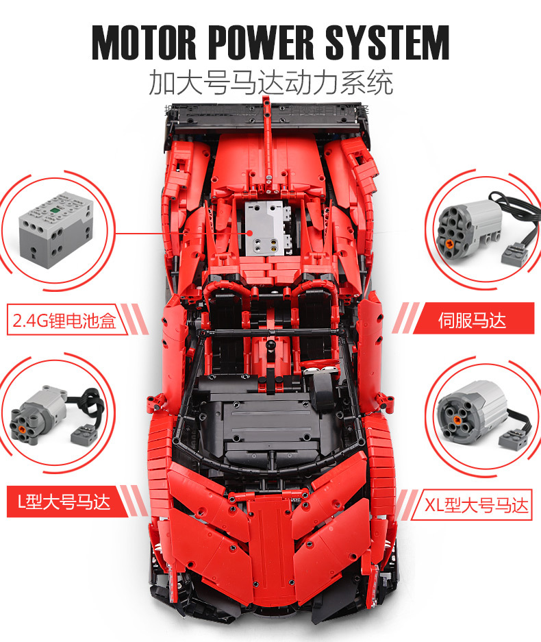 MOULD KING 13079 Lamborghini Veneno Supercar Remote Control Building Blocks Toy Set