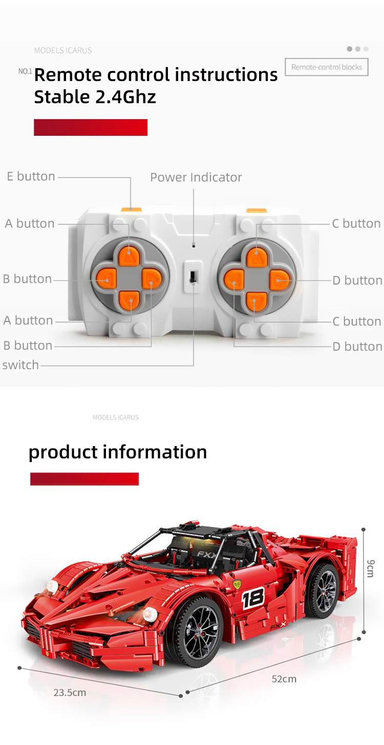 MOULD KING 13085 Ferrari FXX Supercharged V12 Building Blocks Toy Set