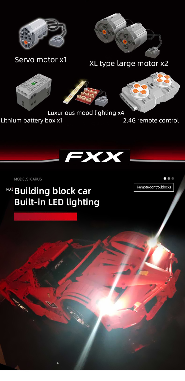 MOULD KING 13085 Ferrari FXX Supercharged V12 Building Blocks Toy Set