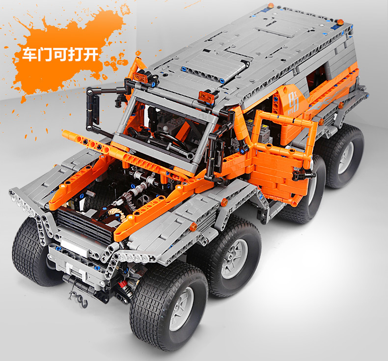 MOULD KING 13088 Avtoros Shaman 8x8 Siberia Off-Road Vehicle Remote Control Building Blocks Toy Set