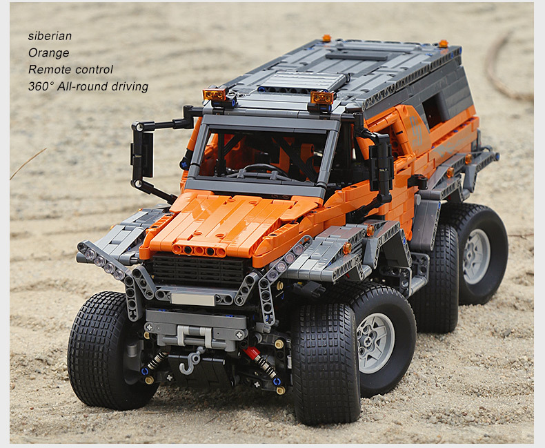 MOULD KING 13088 Avtoros Shaman 8x8 Siberia Off-Road Vehicle Remote Control Building Blocks Toy Set