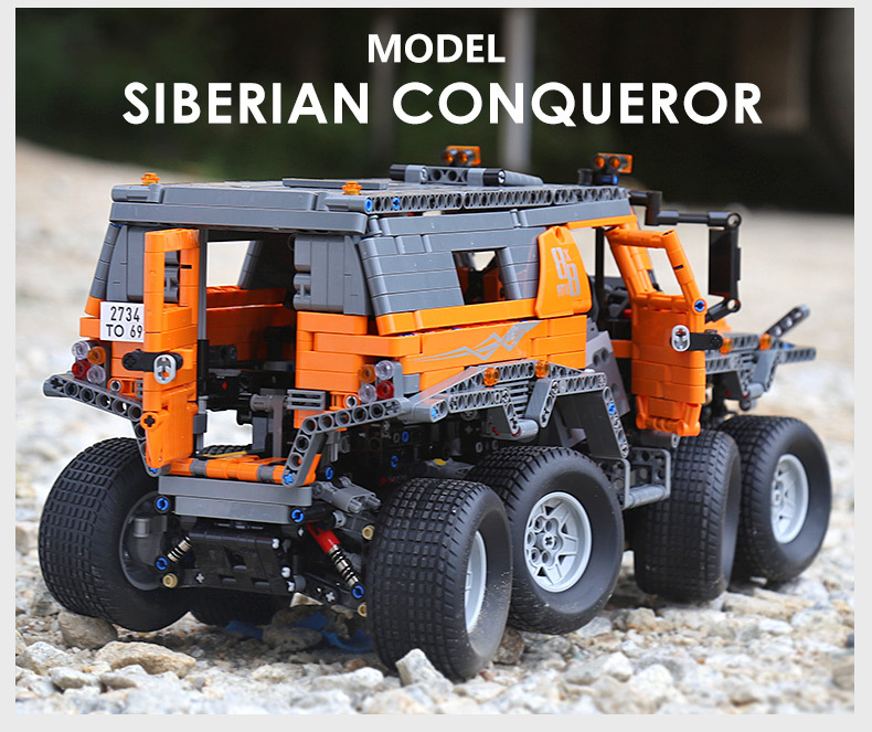 MOULD KING 13088 Avtoros Shaman 8x8 Siberia Off-Road Vehicle Remote Control Building Blocks Toy Set