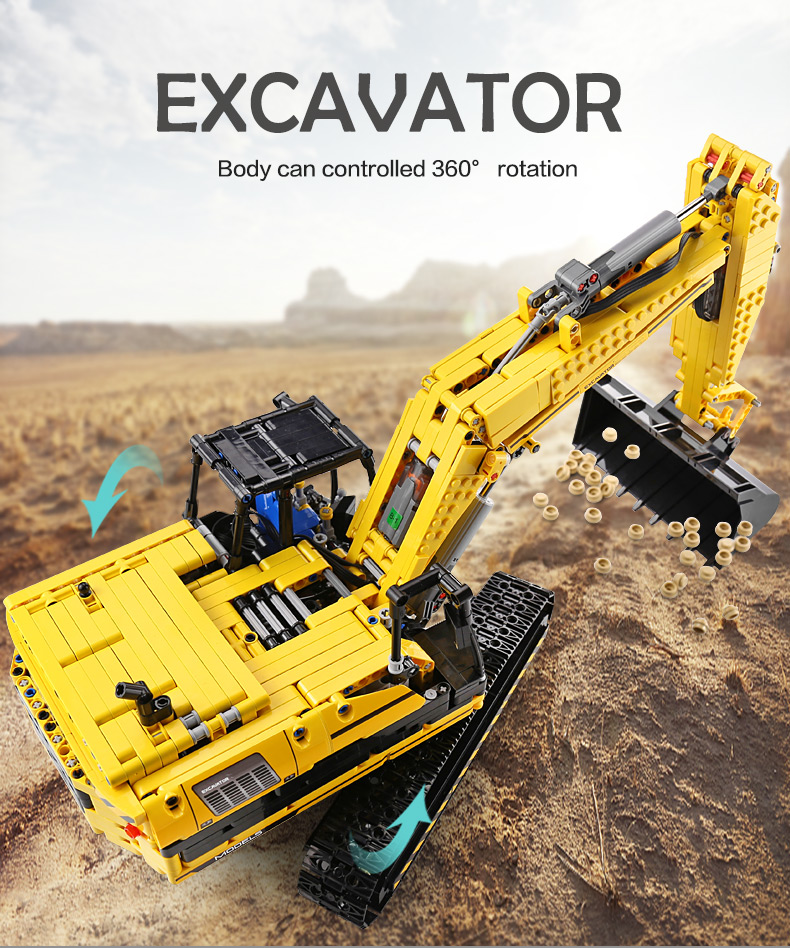 MOULD KING 13112 Mechanical Digger Tracked Excavator Building Blocks Toy Set