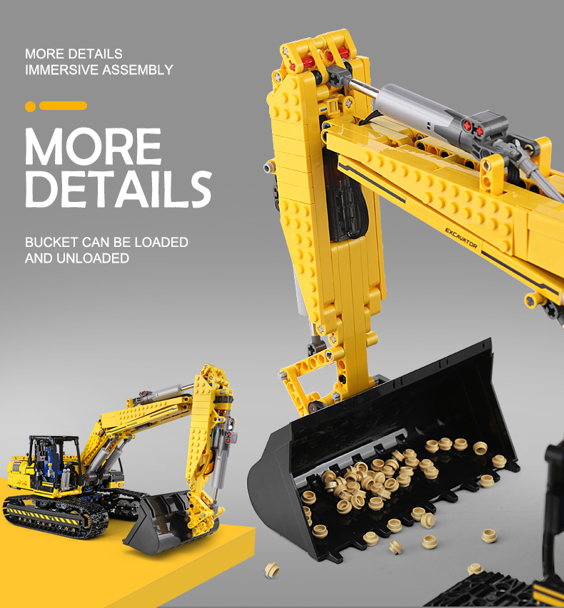 MOULD KING 13112 Mechanical Digger Tracked Excavator Building Blocks Toy Set