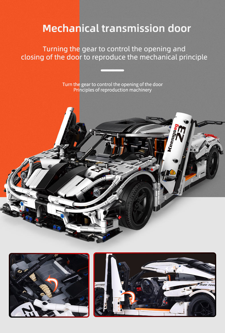 MOULD KING 13120 Koenigsegged Sports Racing White Car Building Blocks Toy Set