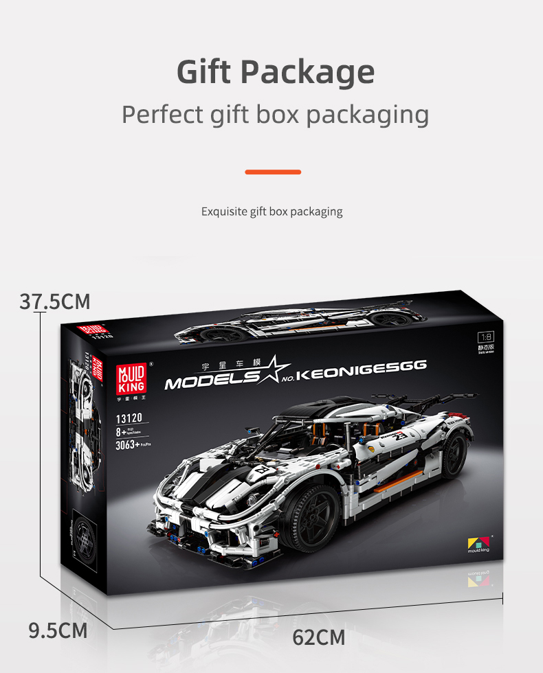 MOULD KING 13120 Koenigsegged Sports Racing White Car Building Blocks Toy Set