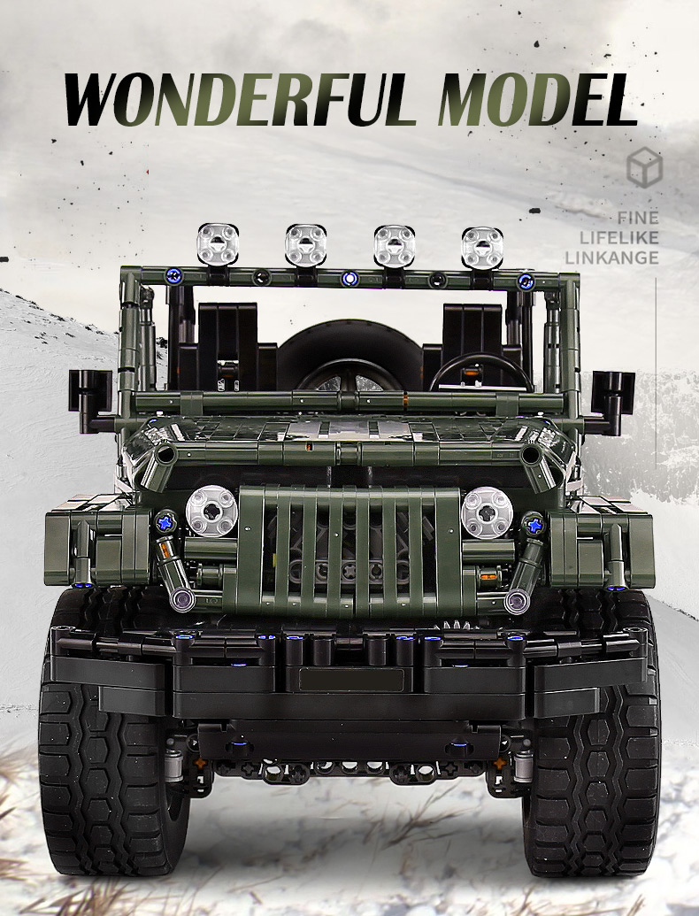 MOLD KING 13124 지프 랭글러 Rubicon RC 1-8 빌딩 블록 장난감 세트