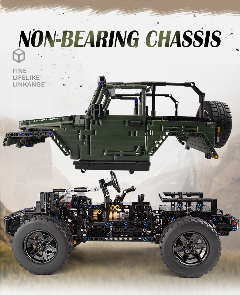 MOULD KING 13124 Jeep Wrangler Rubicon RC 1-8 Building Blocks Toy Set