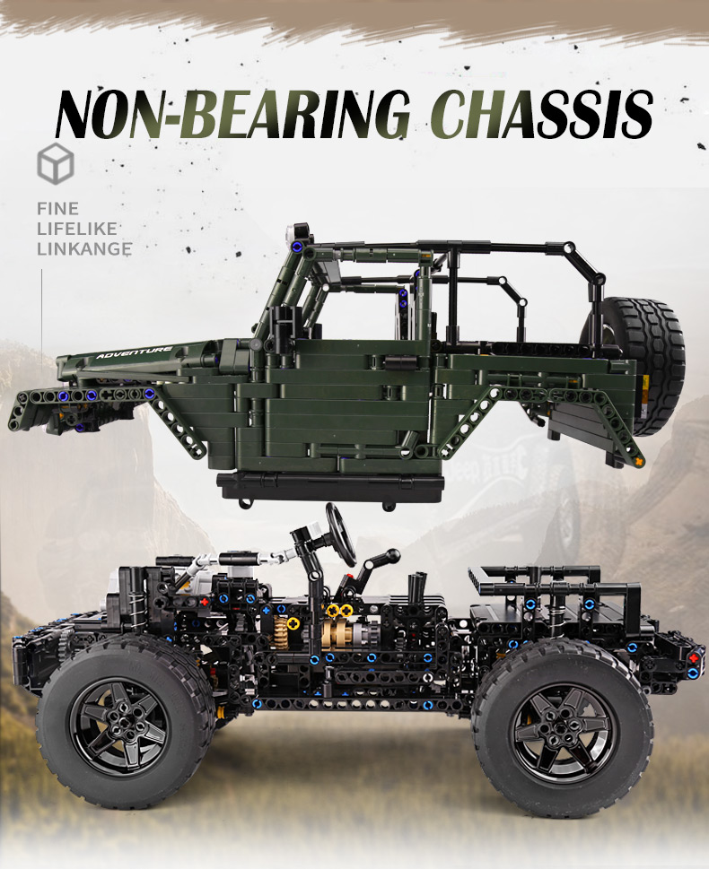 MOLD KING 13124 지프 랭글러 Rubicon RC 1-8 빌딩 블록 장난감 세트