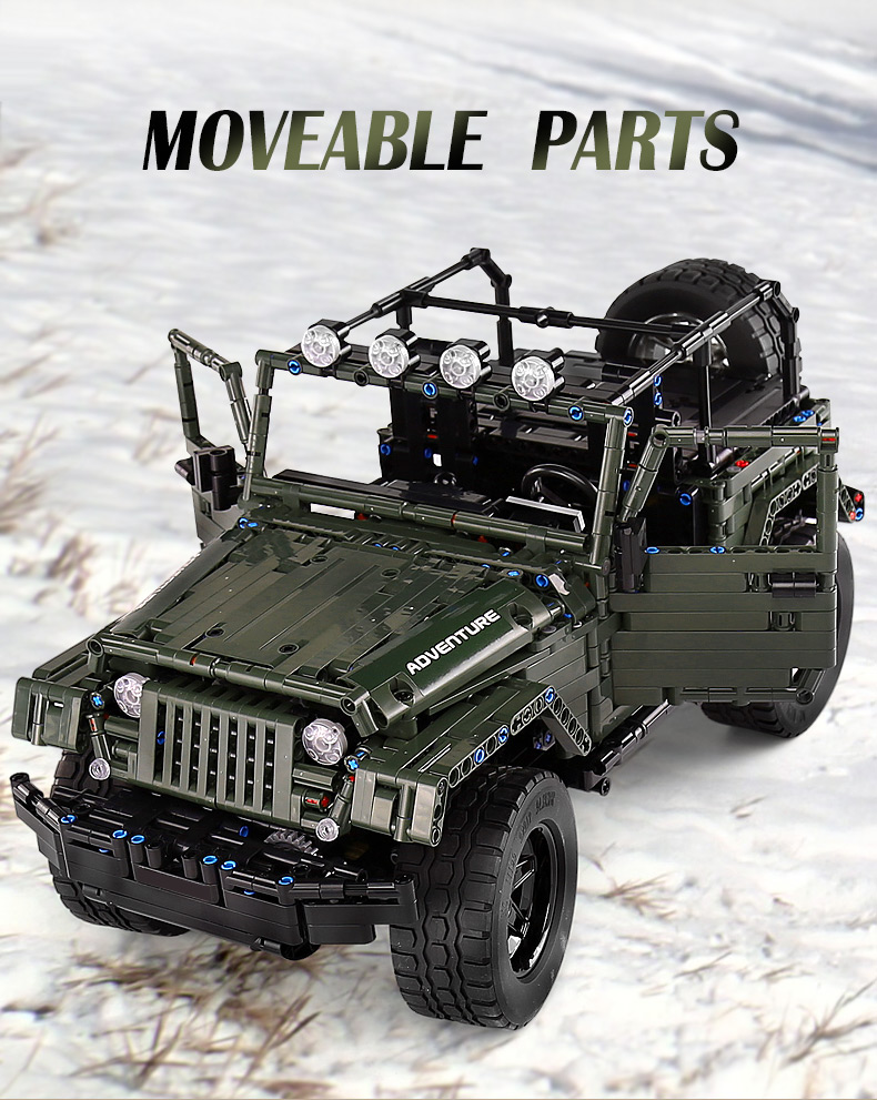 MOLD KING 13124 지프 랭글러 Rubicon RC 1-8 빌딩 블록 장난감 세트