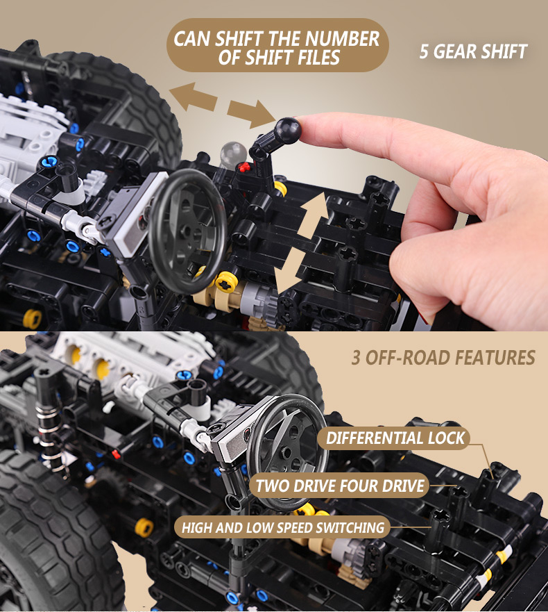 MOLD KING 13124 지프 랭글러 Rubicon RC 1-8 빌딩 블록 장난감 세트