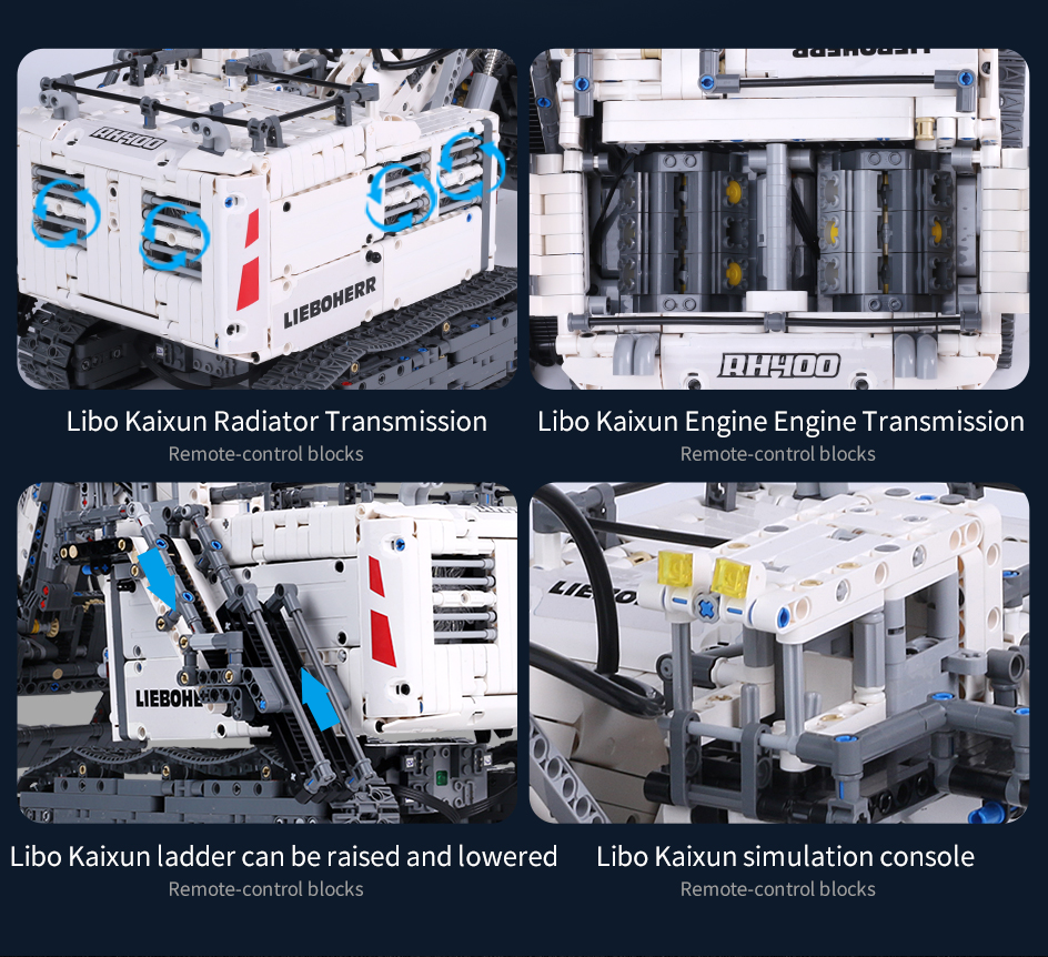 Mould King 13130 Technic Liebherr Terex RH400 Excavator Remote Control Building Blocks Toy Set