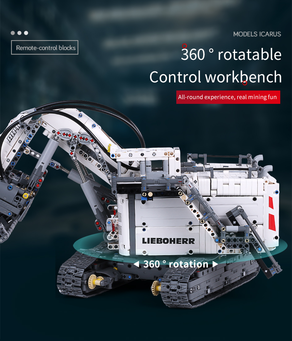 Mould King 13130 Technic Liebherr Terex RH400 Excavator Remote Control Building Blocks Toy Set