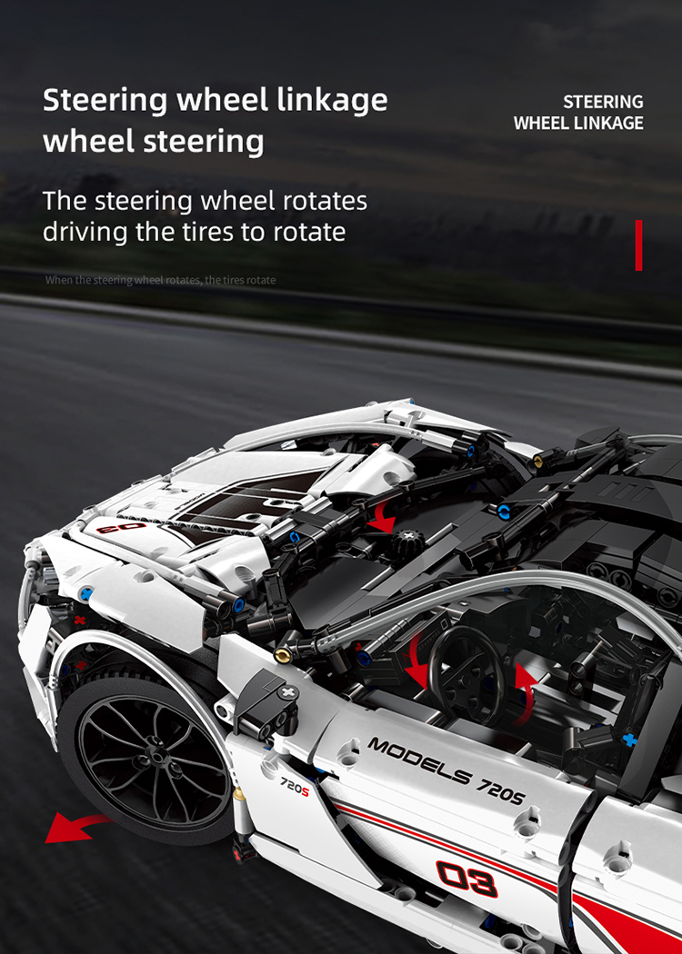 MOLD KING 13145 McLaren 720s 흰색 1-8 빌딩 블록 장난감 세트