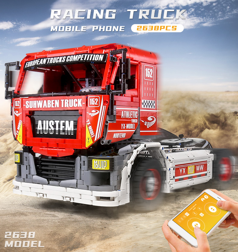 MOLD KING 13152 Serie de modelo de coche Eléctrico Competitivo Big Truck Building Blocks Toy Set
