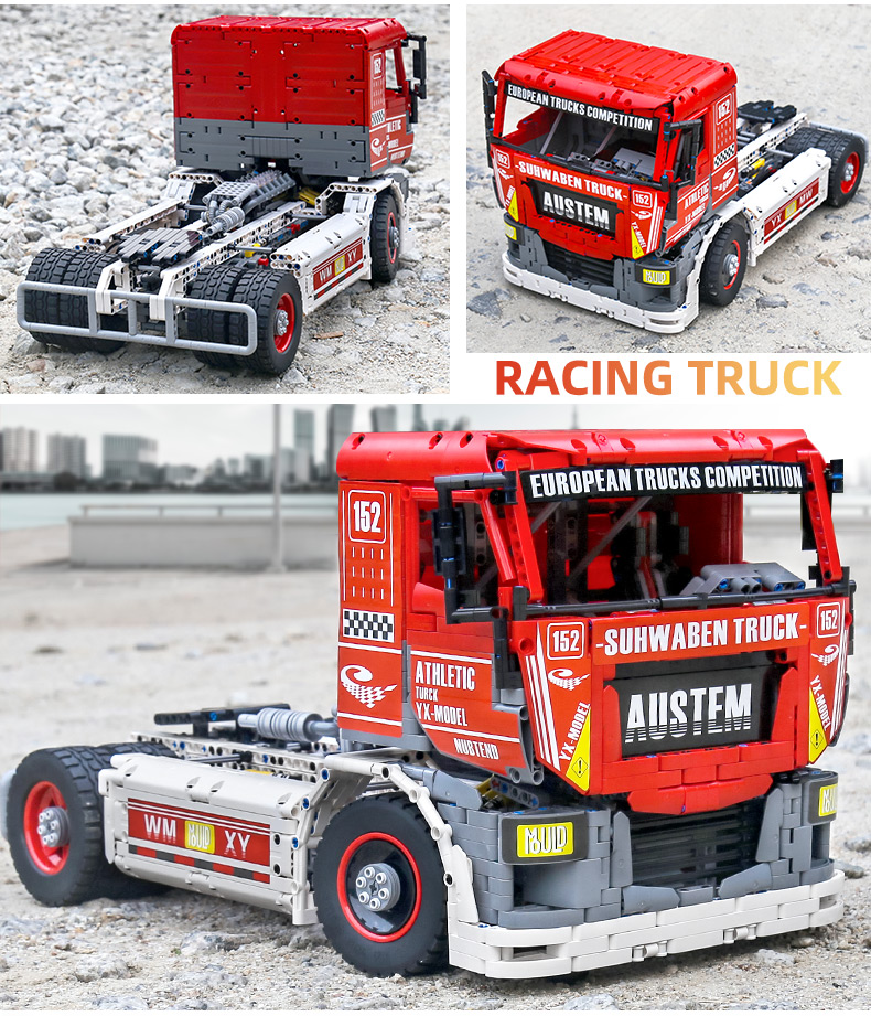 MOLD KING 13152 Serie de modelo de coche Eléctrico Competitivo Big Truck Building Blocks Toy Set