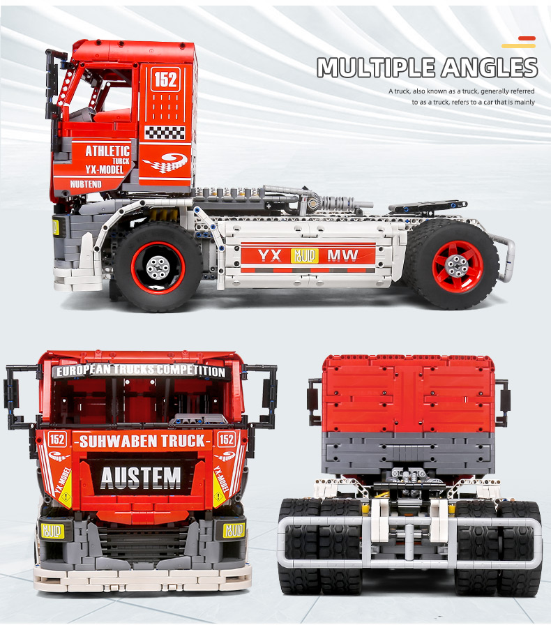 MOLD KING 13152 Serie de modelo de coche Eléctrico Competitivo Big Truck Building Blocks Toy Set