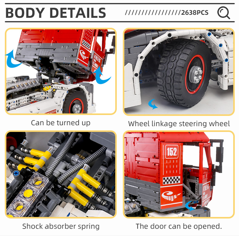 MOLD KING 13152 Serie de modelo de coche Eléctrico Competitivo Big Truck Building Blocks Toy Set