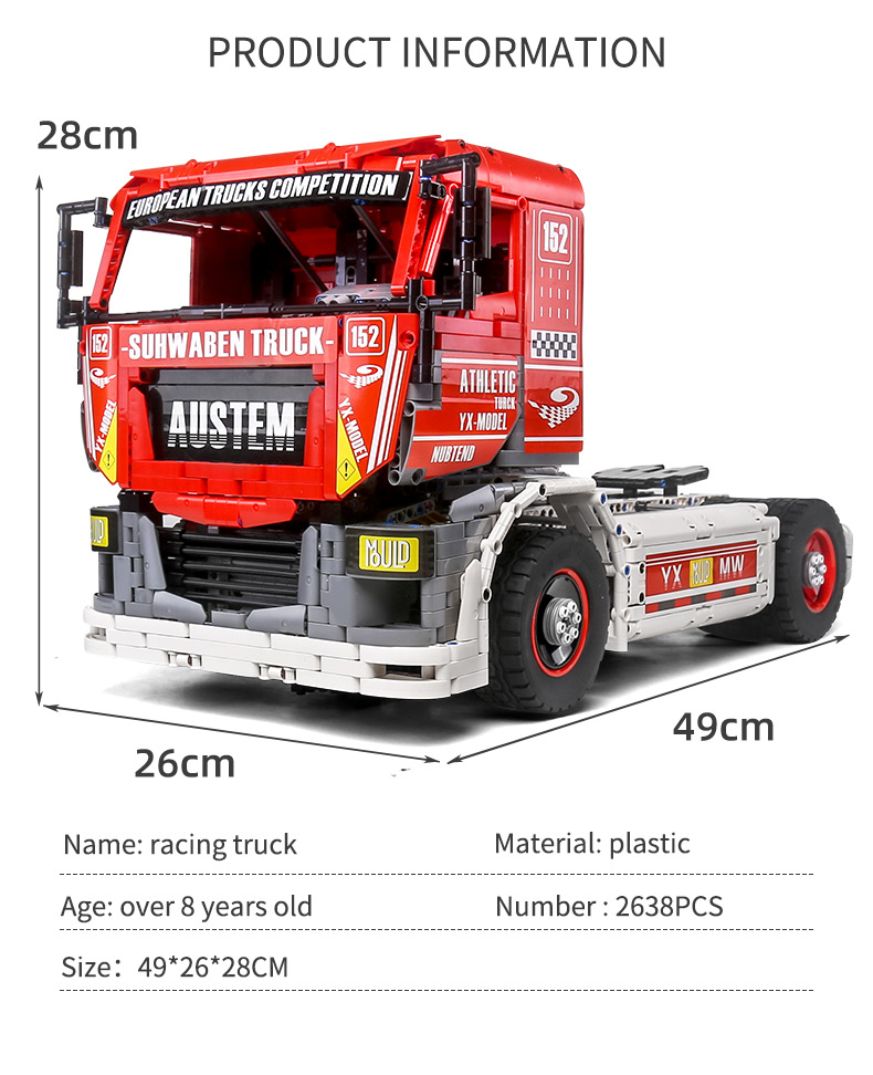MOLD KING 13152 Serie de modelo de coche Eléctrico Competitivo Big Truck Building Blocks Toy Set