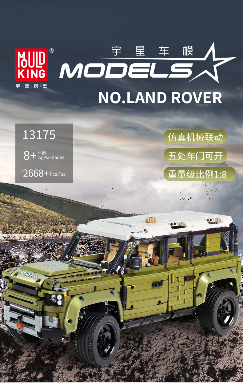 MOLD KING 13175 New Land Rover Defender 2020 Schrank erweitern 110 Bausteine Spielzeugset