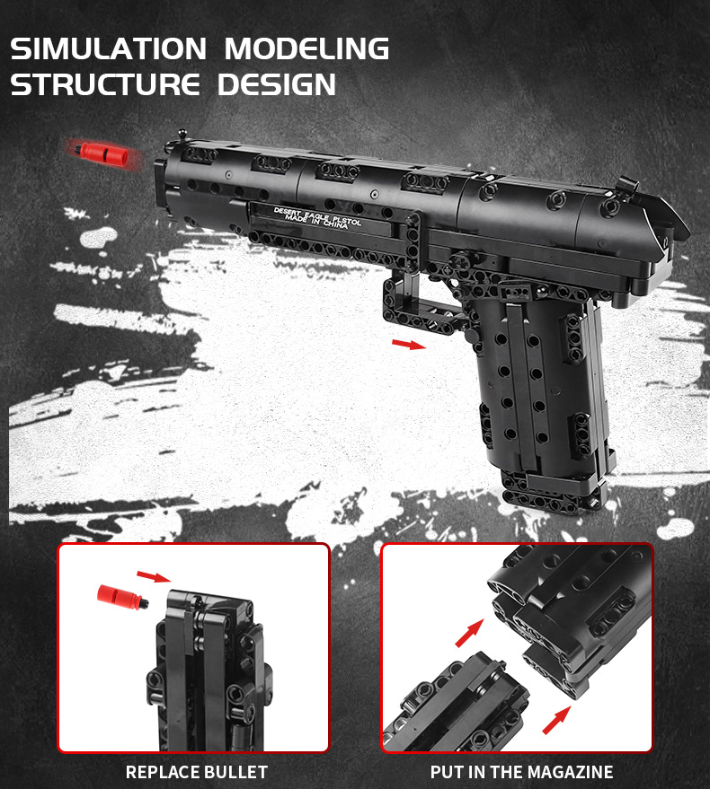 MOLD KING 14004 데저트 이글 권총 빌딩 블록 장난감 세트