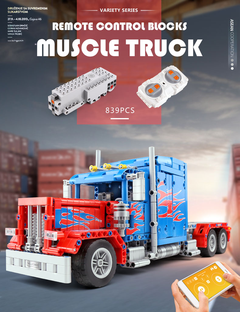 MOLD KING 15001 Muscle 379 Peterbilt Truck par Steelman14a Building Blocks Toy Set