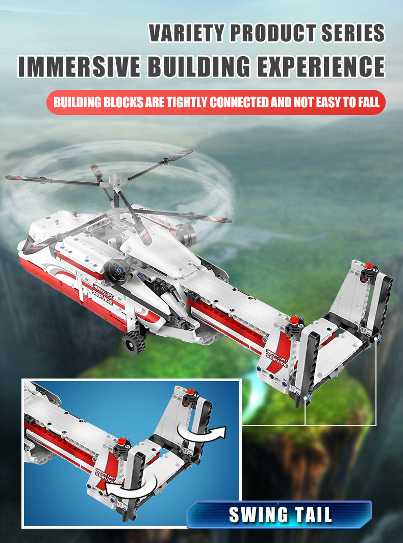 MOLD KING 15012 Doppelrotor-Transporthubschrauber-Bausteine-Spielzeug-Set