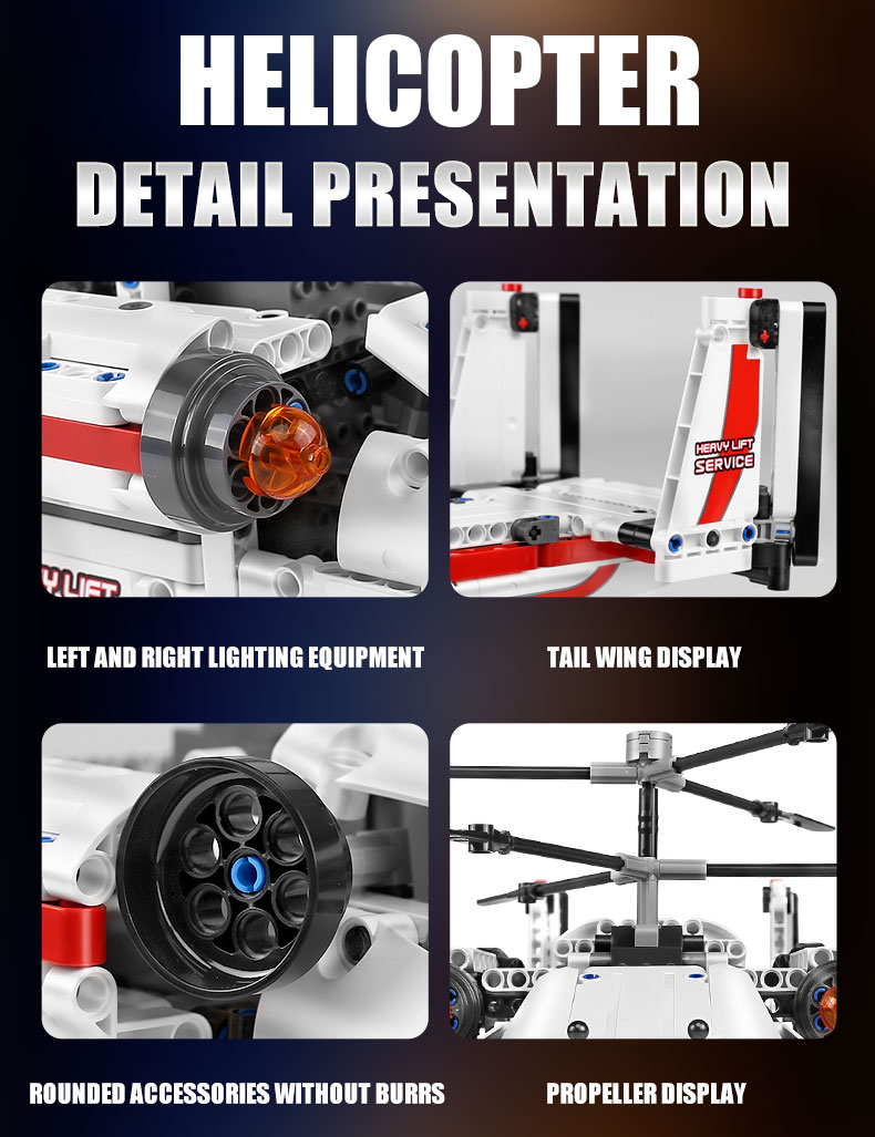 MOULD KING 15012 Twin-rotor Transport Helicopter Building Blocks Toy Set