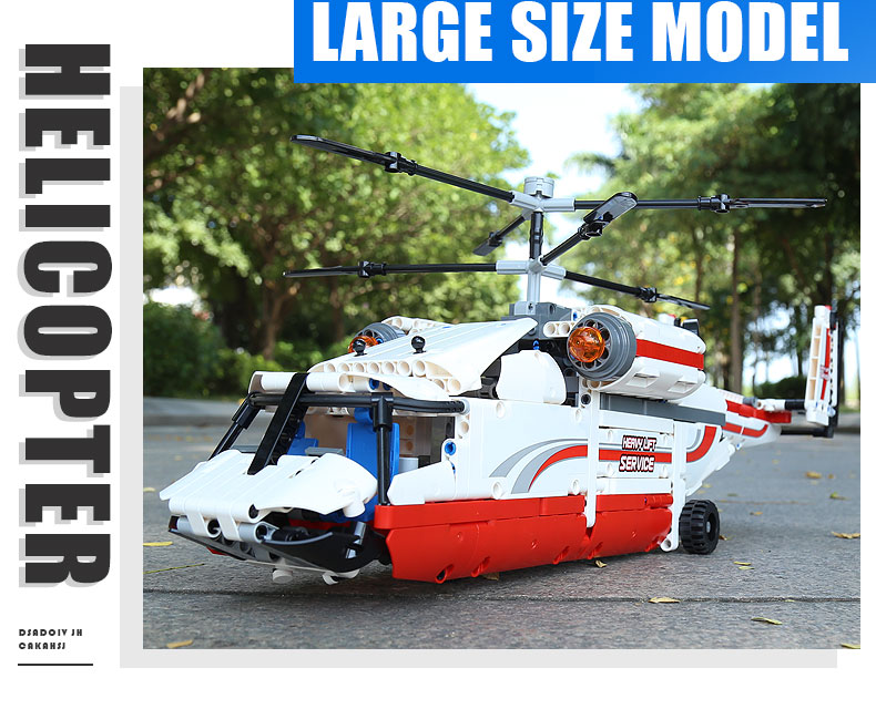 MOULD KING 15012 Twin-rotor Transport Helicopter Building Blocks Toy Set